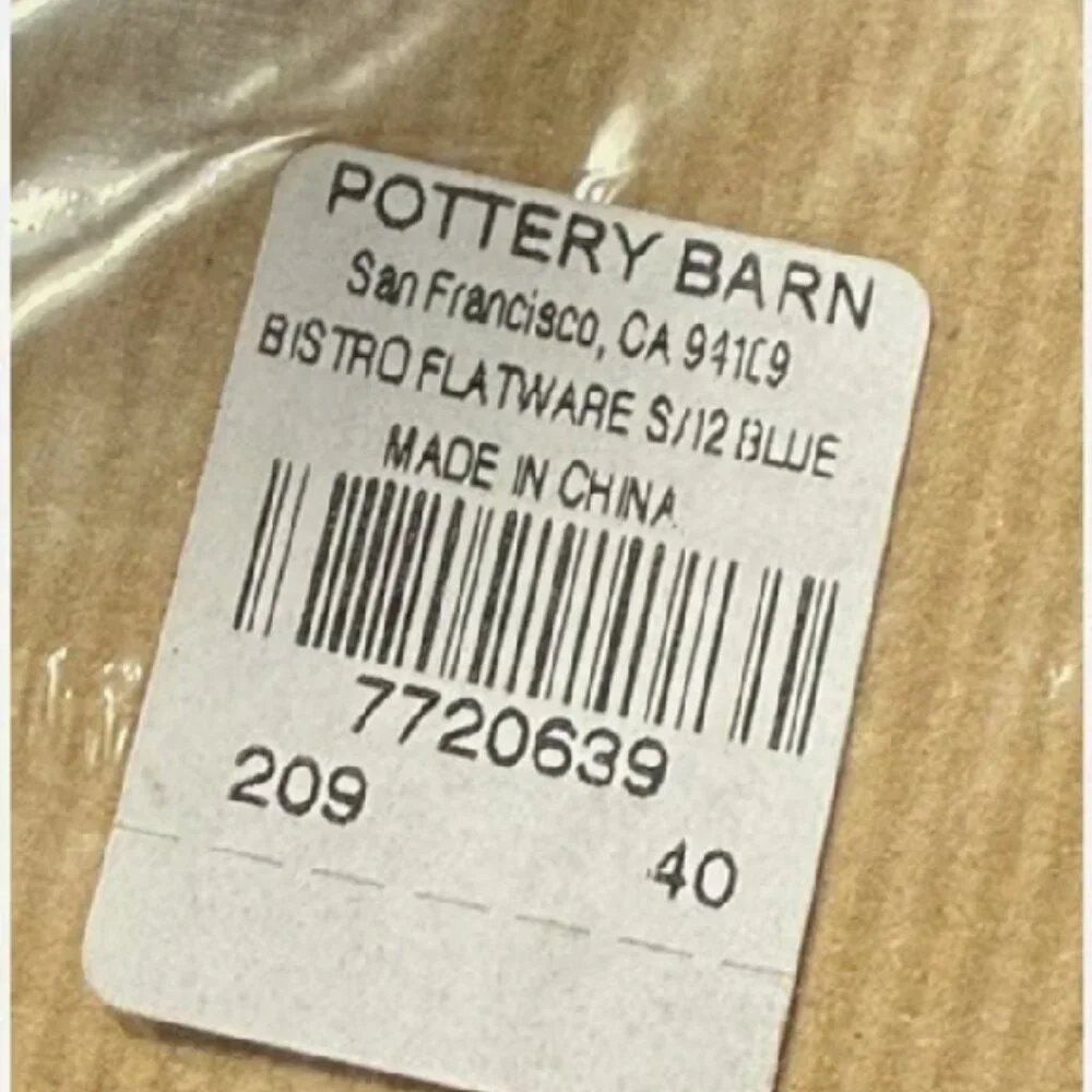 NEW BLUE Pottery Barn Bistro Flatware 12PCS Silverware | Knife Fork Spoon Svc